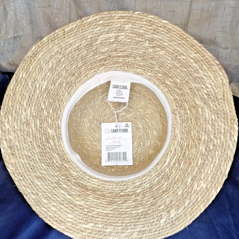 Sand Cloud Hat Straw Woven Summer Beach Rolled Wide Bim Flexible Eco Beach Core